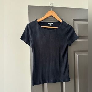J. Crew Black Ribbed Short Sleeve Tee
